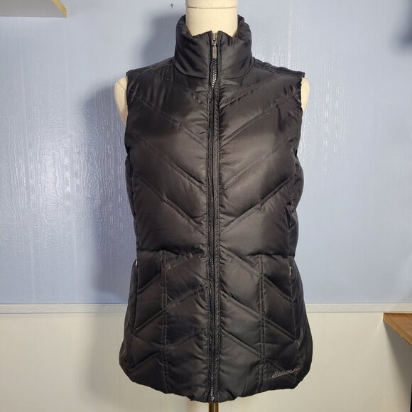 Eddie Bauer Extra Small Black Full Zip Lightweight Premium Goose Down Vest - Picture 3 of 12